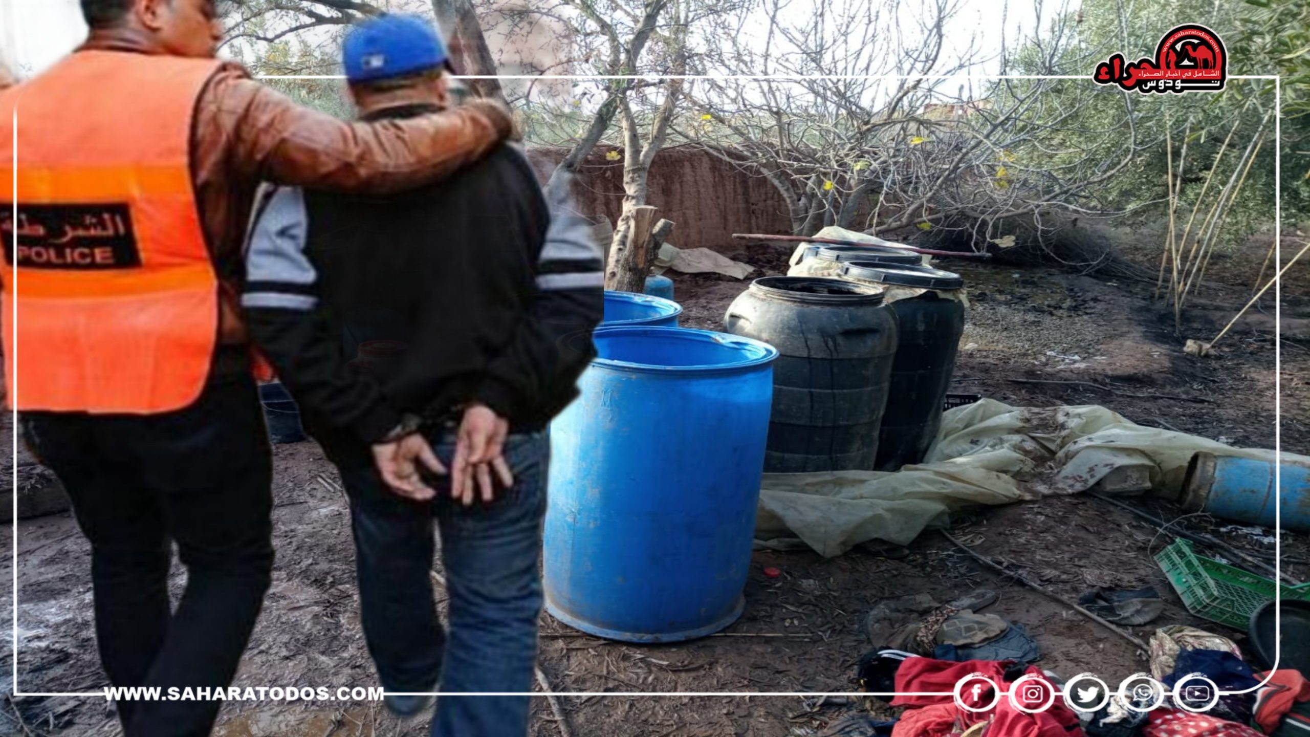 توقيف شخص وحجز كمية مهمة من مسكر “ماء الحياة” بمخيم الربيب السمارة